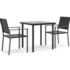 Clearance FinePRICE Ulkoruokailuryhmä polyrottinki ja teräs, 3-osainen