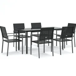 Clearance FinePRICE Ulkoruokailuryhmä polyrottinki ja teräs, 3-osainen