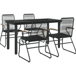 New FinePRICE Ulkoruokailuryhmä, teräs/lasi, musta PVC rottinki, 3 osaa