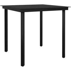 New FinePRICE Ulkoruokailuryhmä, teräs/lasi, musta PVC rottinki, 3 osaa