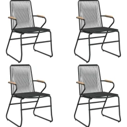 New FinePRICE Ulkoruokailuryhmä, teräs/lasi, musta PVC rottinki, 3 osaa
