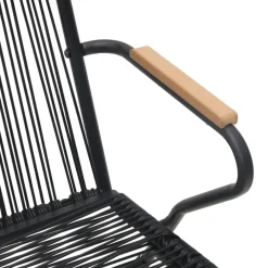 New FinePRICE Ulkoruokailuryhmä, teräs/lasi, musta PVC rottinki, 3 osaa