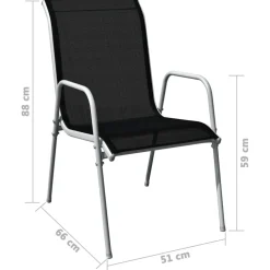 FinePRICE Ulkoruokailuryhmä terästä musta, 5 osaa