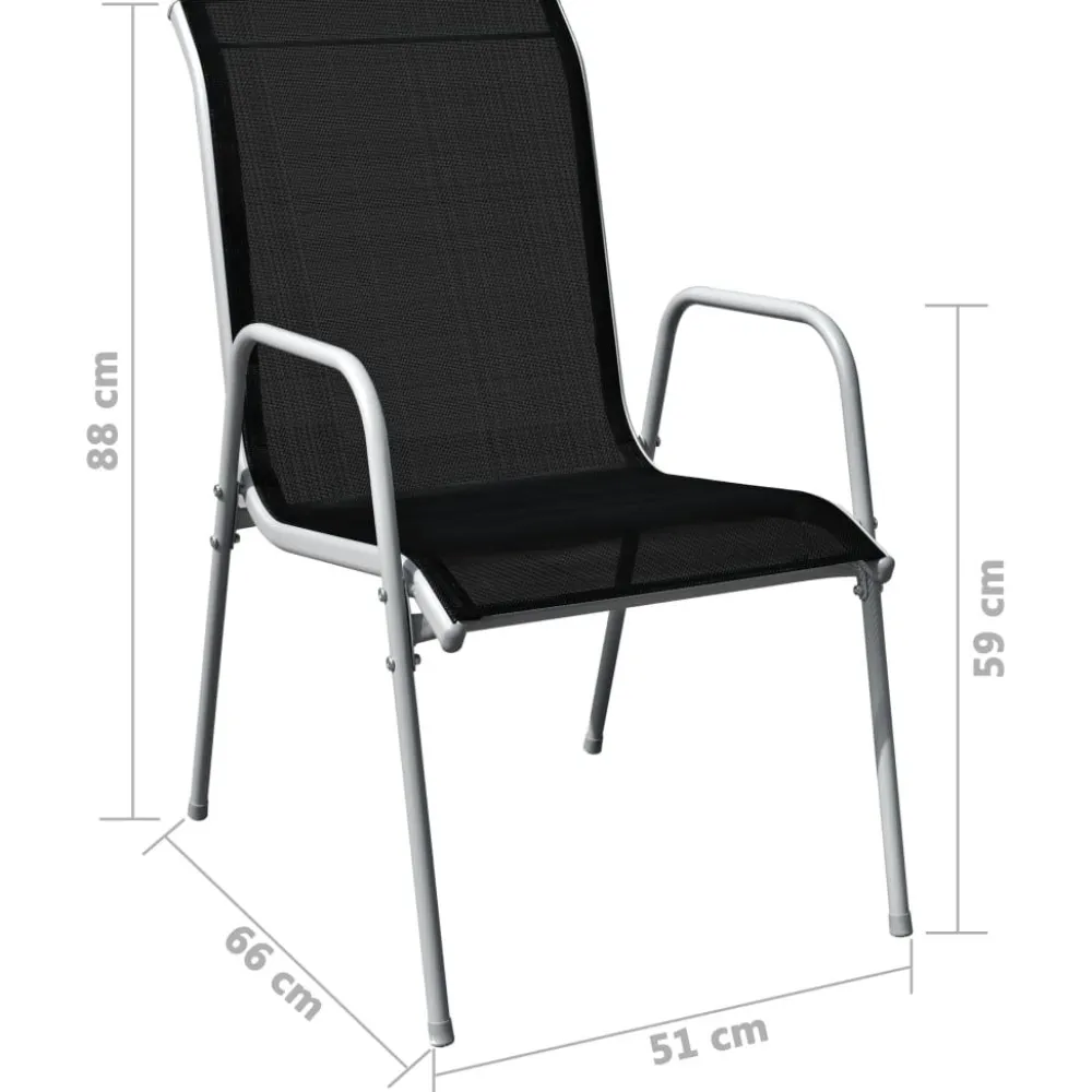 FinePRICE Ulkoruokailuryhmä terästä musta, 5 osaa