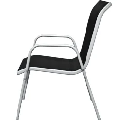 FinePRICE Ulkoruokailuryhmä terästä musta, 5 osaa