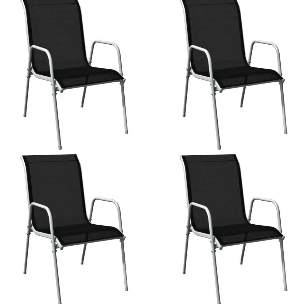 FinePRICE Ulkoruokailuryhmä terästä musta, 5 osaa
