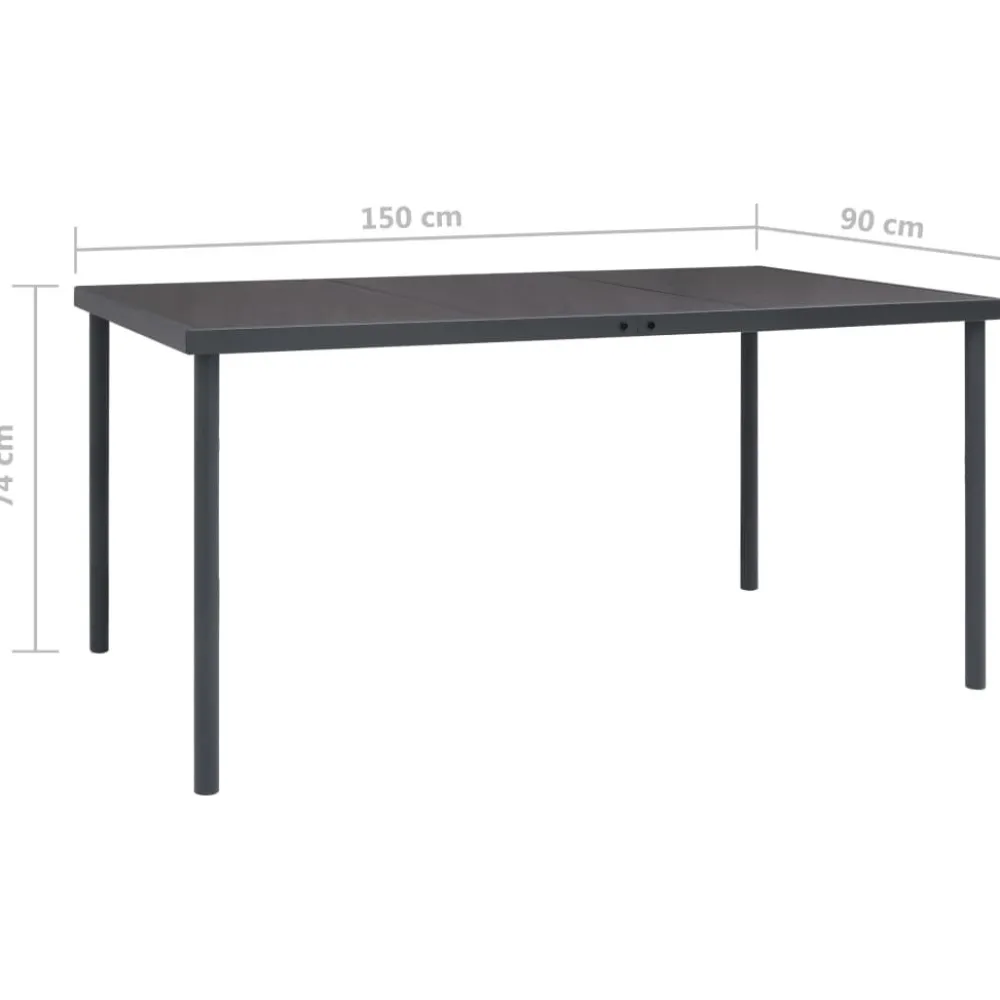 Outlet FinePRICE Ulkoruokapöytä antrasiitti 150x90x74 cm teräs