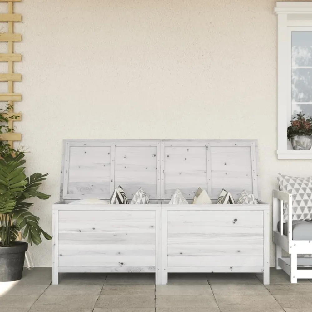 Sale FinePRICE Ulkosäilytyslaatikko valkoinen 150x50x56,5 cm, kuusi