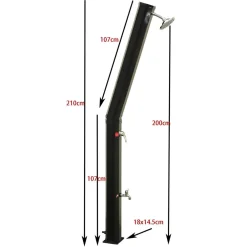 New Demerx Ulkosuihku Sunny 35 Edge, aurinkolämmitteinen, musta
