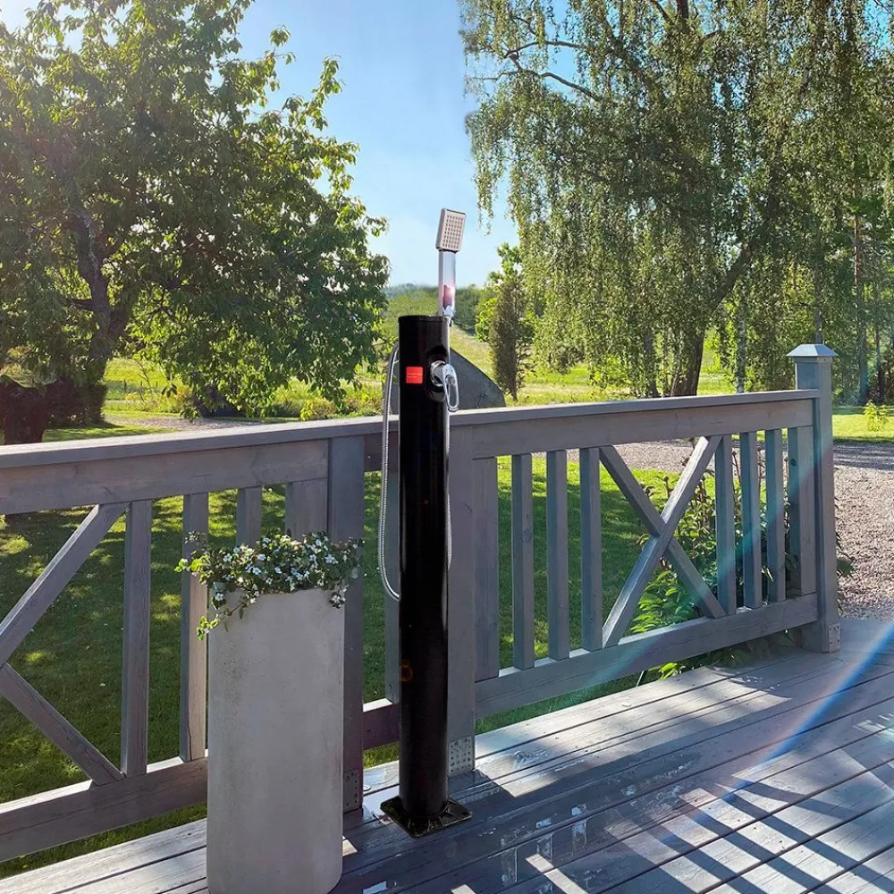 Best Demerx Ulkosuihku Sunny 10 Light, aurinkolämmitteinen, musta