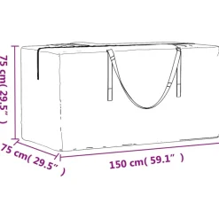 FinePRICE Ulkotyynyjen säilytyskassi musta 150x75x75 cm polyeteeni