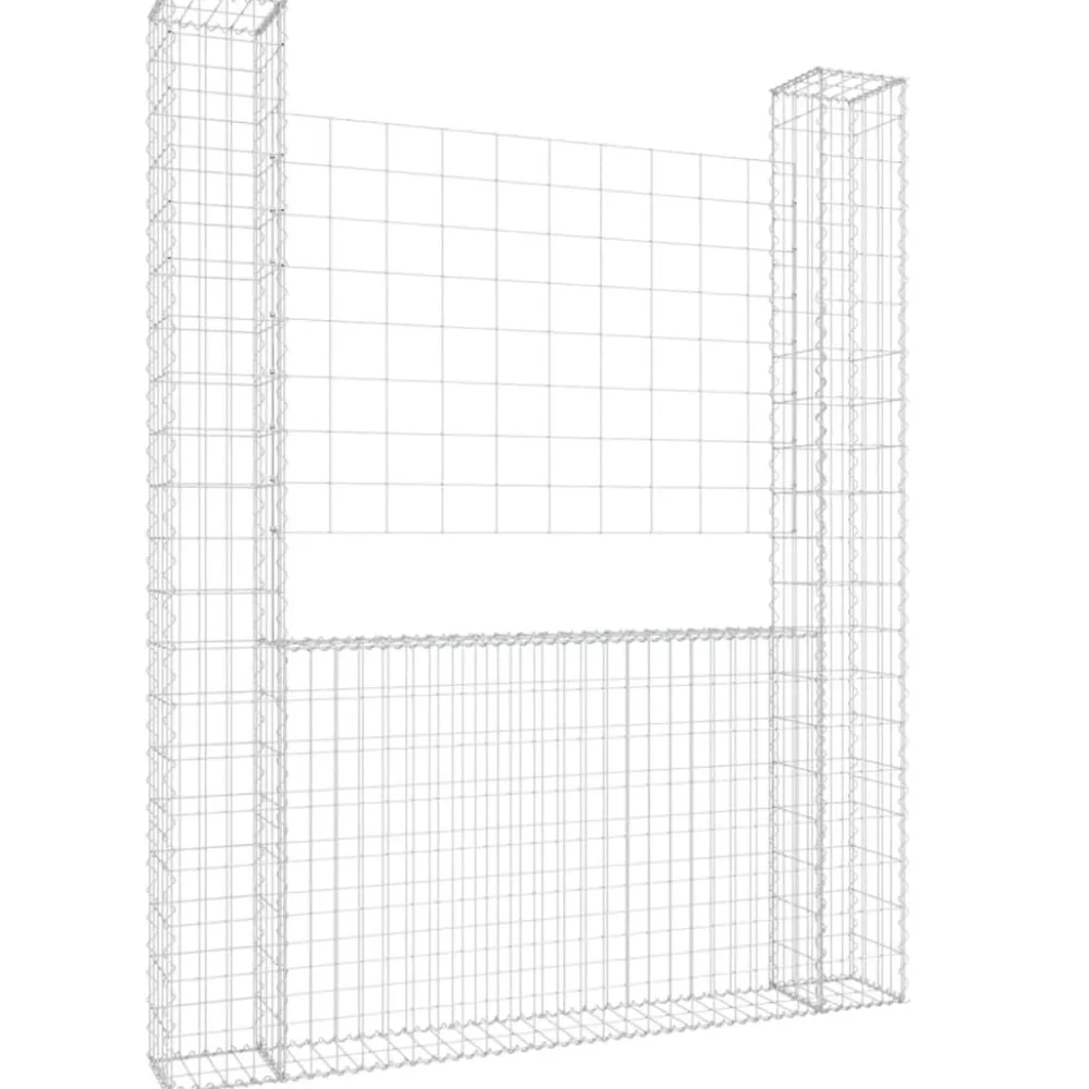 Sale FinePRICE U-muotoiset kivikorit 2 pylväällä rauta 140x20x150 cm