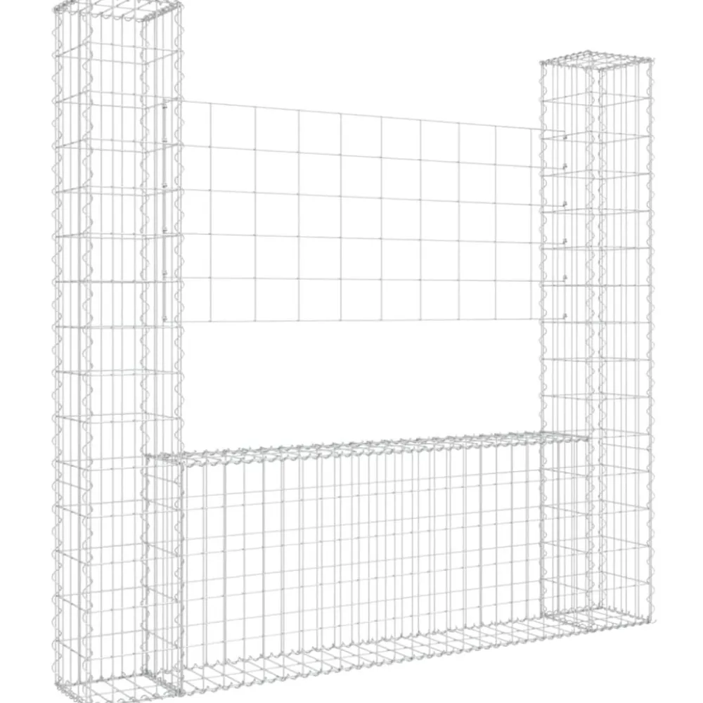 Sale FinePRICE U-muotoiset kivikorit 2 pylväällä rauta 140x20x150 cm