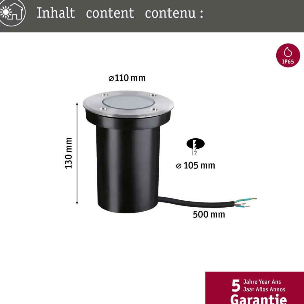 New Paulmann Upotettava terassivalaisin Floor, IP65, 11cm, 230V,rst