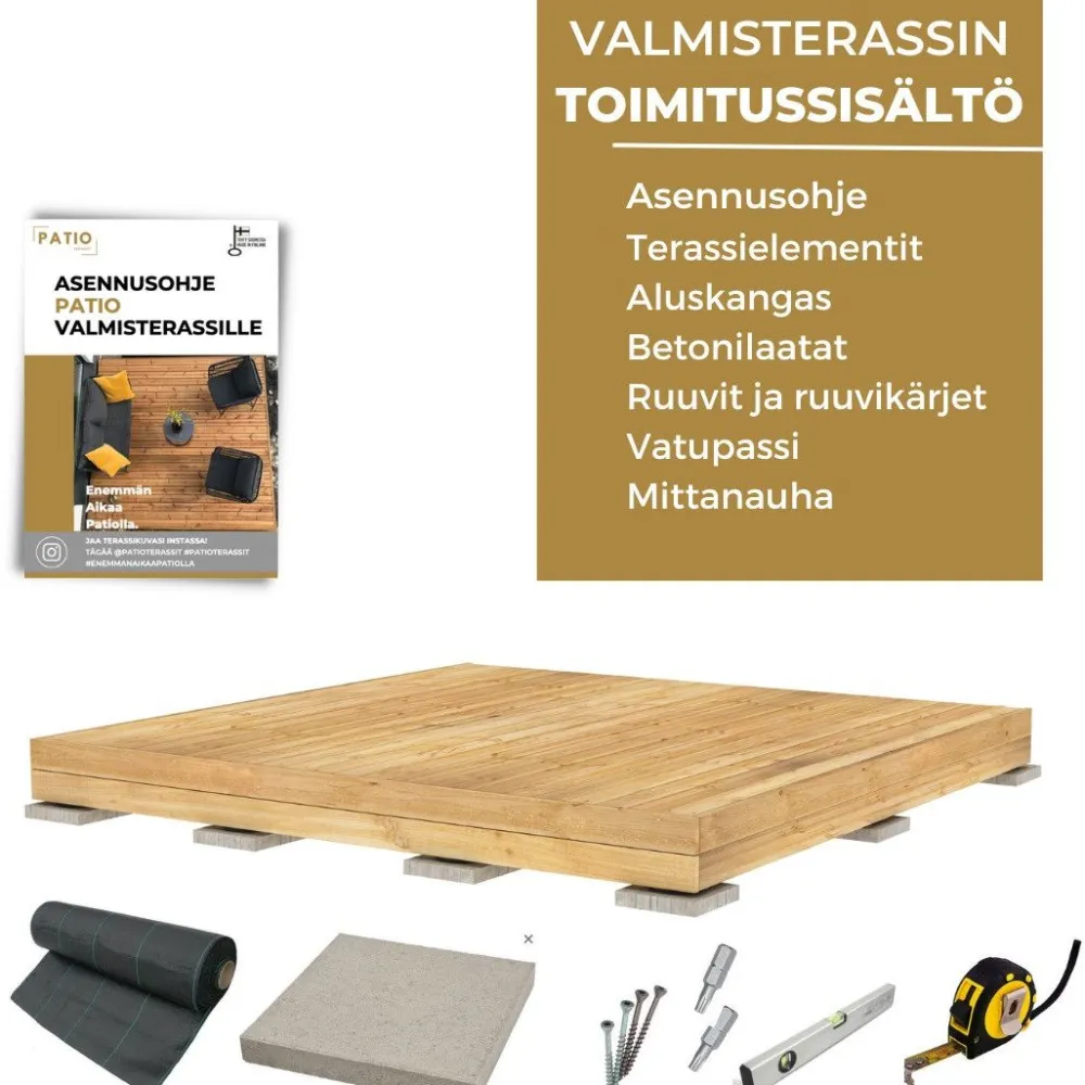 PatioNord Valmisterassi PatioN°rd Aava, 1x2m, kestopuu