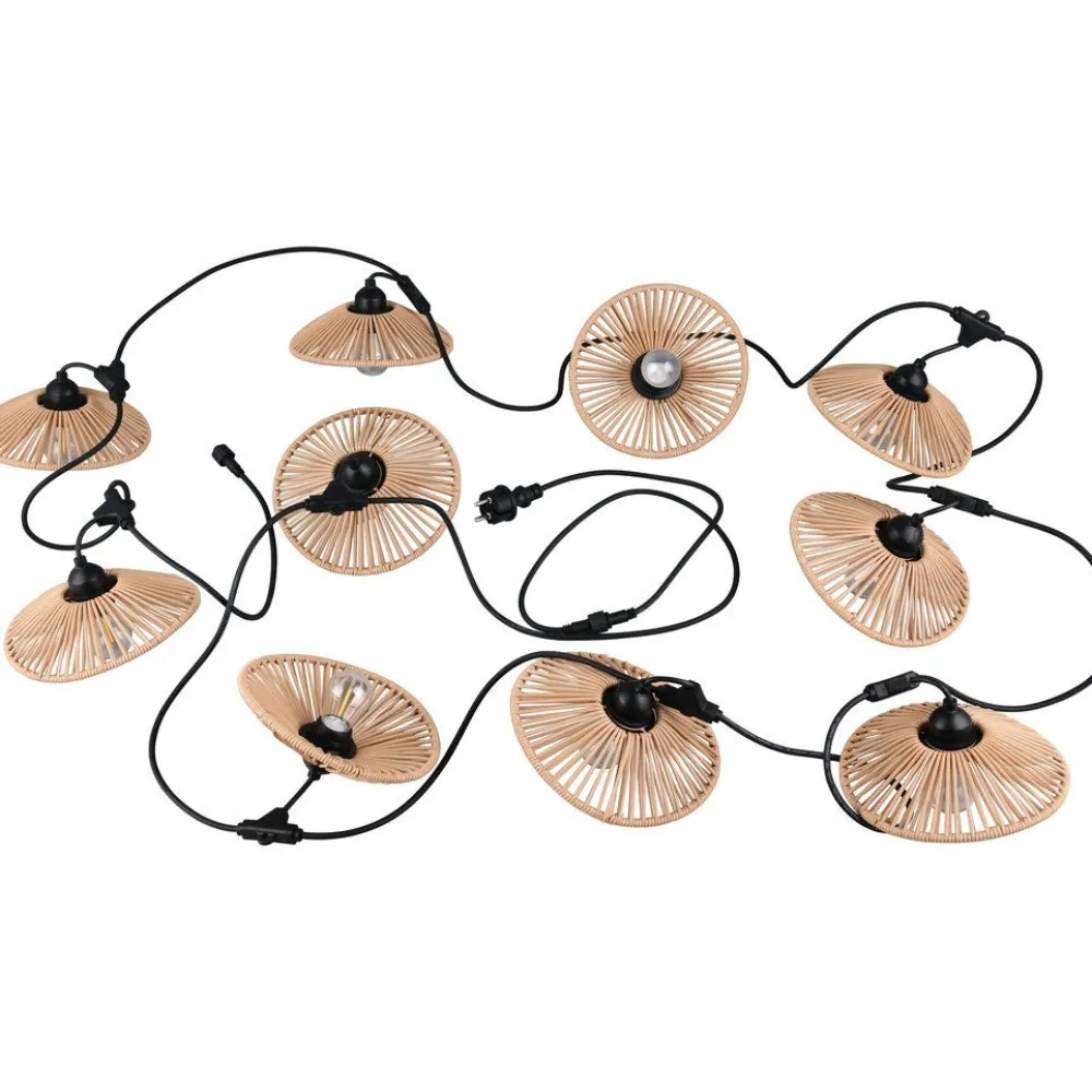 Outlet Trio Valoketju Chain 6m E27x10, paperinaruvarjostin, mattamusta/ruskea