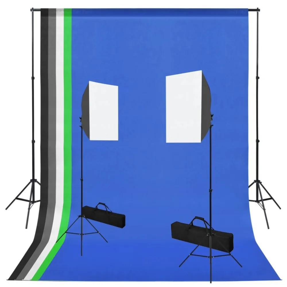 Sale FinePRICE Valokuvastudiosarja softbox-valot ja taustakankaat