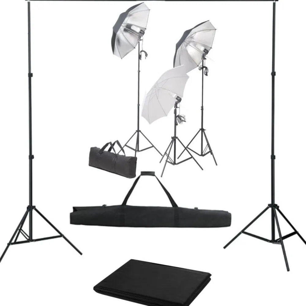 New FinePRICE Valokuvastudiosarja 4 valosarjalla ja taustakankaalla