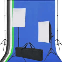 Clearance FinePRICE Valokuvastudiosetti 5 värillistä taustaa ja 2 softboxia