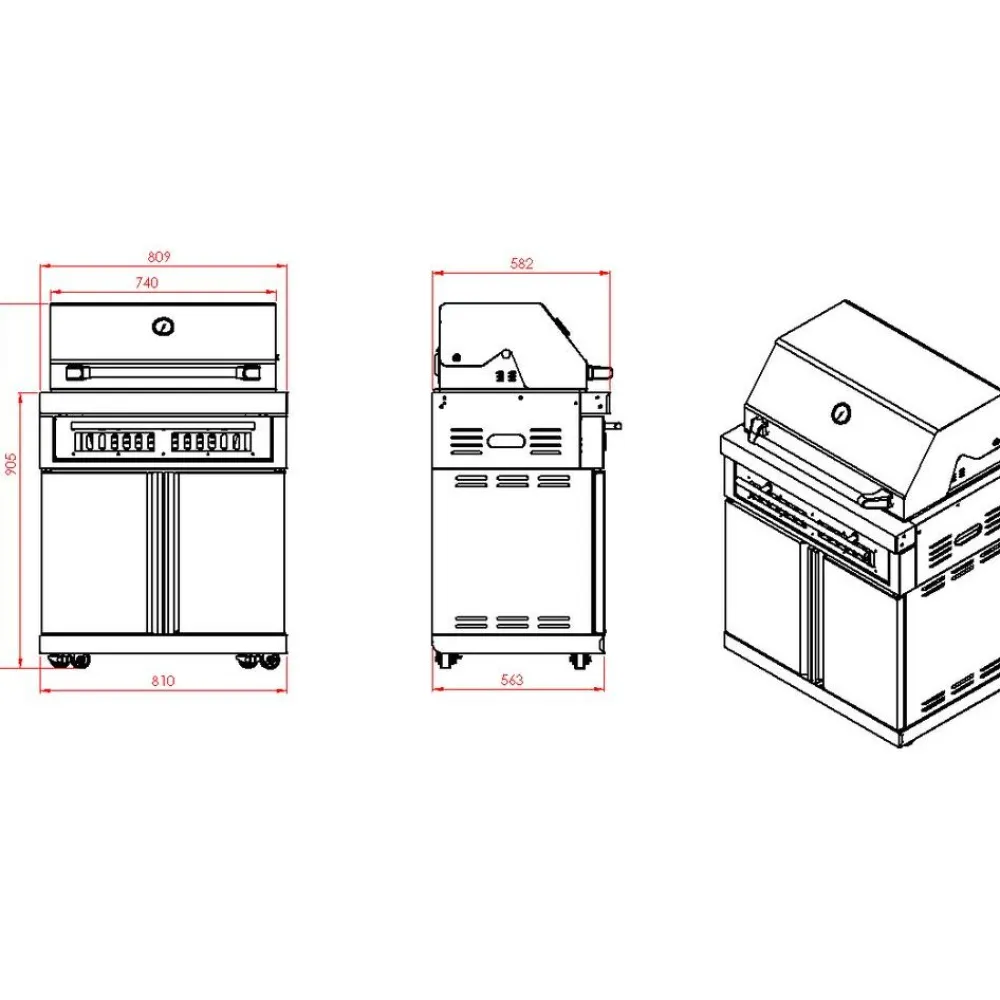 Online Myoutdoorkitchen Vapaasti seisova hiiligrilli Classic Line Stainless, ruostumaton teräs