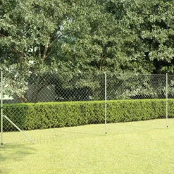New FinePRICE Verkkoaita tolpilla galvanoitu teräs 15x1,5 m hopea