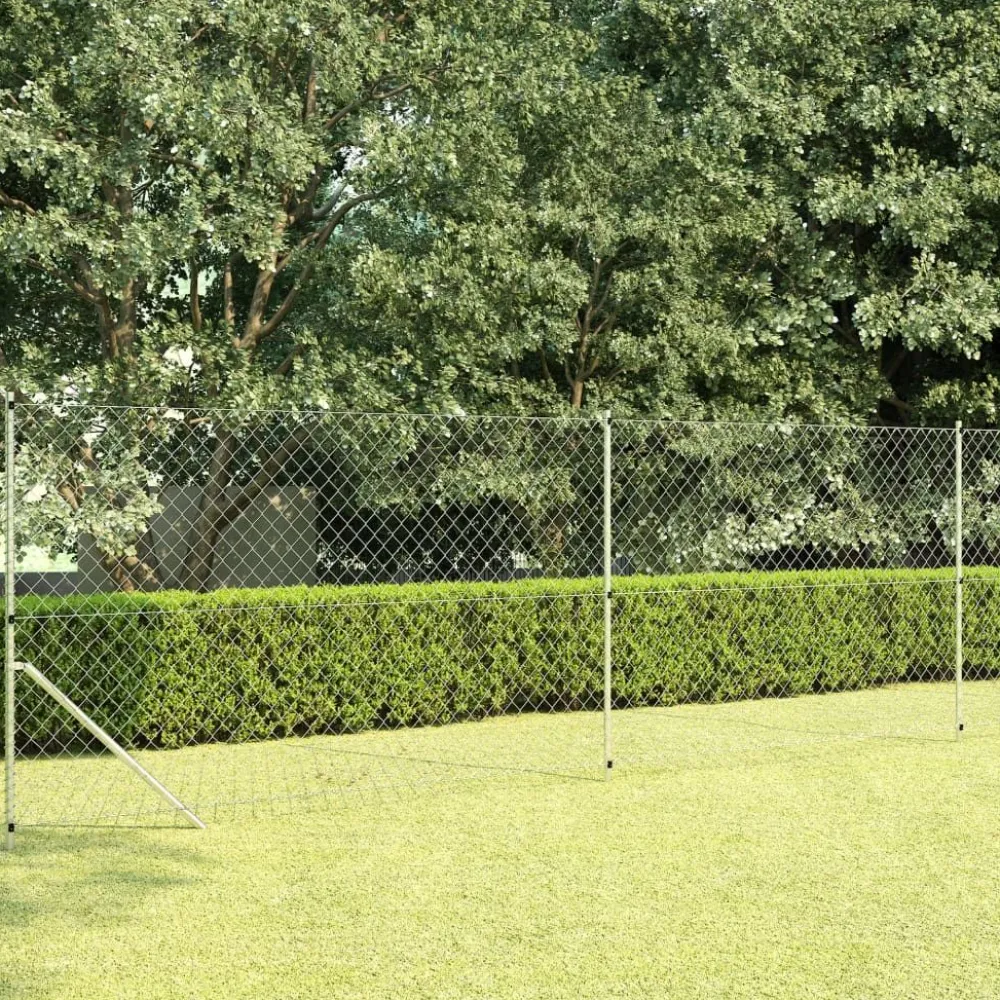 New FinePRICE Verkkoaita tolpilla galvanoitu teräs 15x1,5 m hopea
