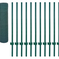 New FinePRICE Verkkoaita tolpilla teräs 25x0.5m silmäkoko 13mm vihreä