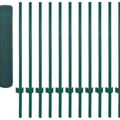Discount FinePRICE Verkkoaita tolpilla teräs 25x0.75m silmäkoko 50mm vihreä