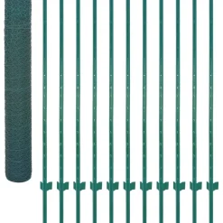 Clearance FinePRICE Verkkoaita tolpilla teräs 25x2m silmäkoko 13mm vihreä