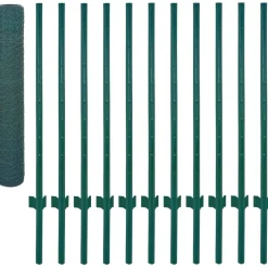 Outlet FinePRICE Verkkoaita tolpilla teräs 25x1m silmäkoko 50mm vihreä