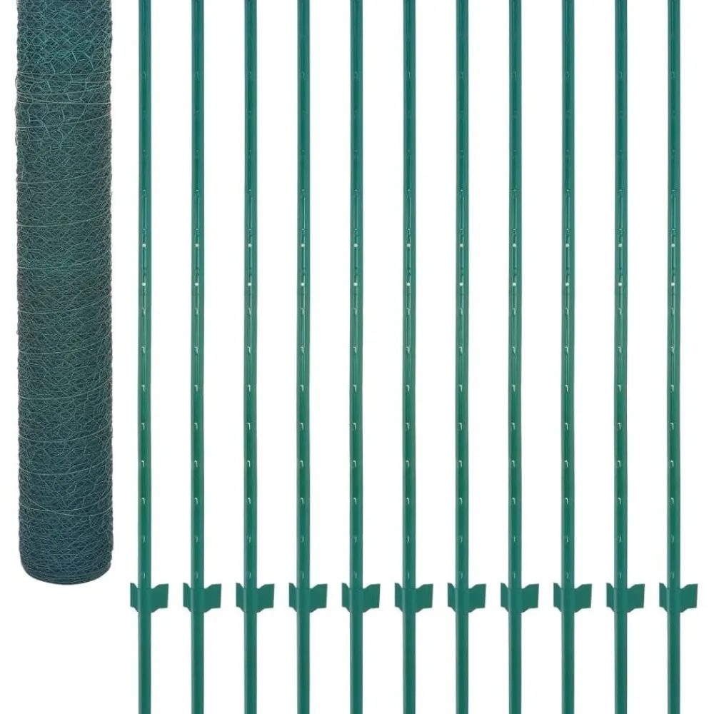 Clearance FinePRICE Verkkoaita tolpilla teräs 25x1.5m silmäkoko 13mm vihreä