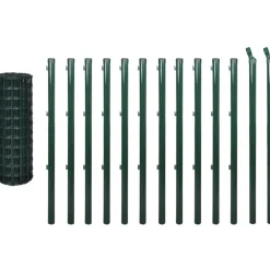 FinePRICE Verkkoaita tolpilla teräs 25x0.8m vihreä