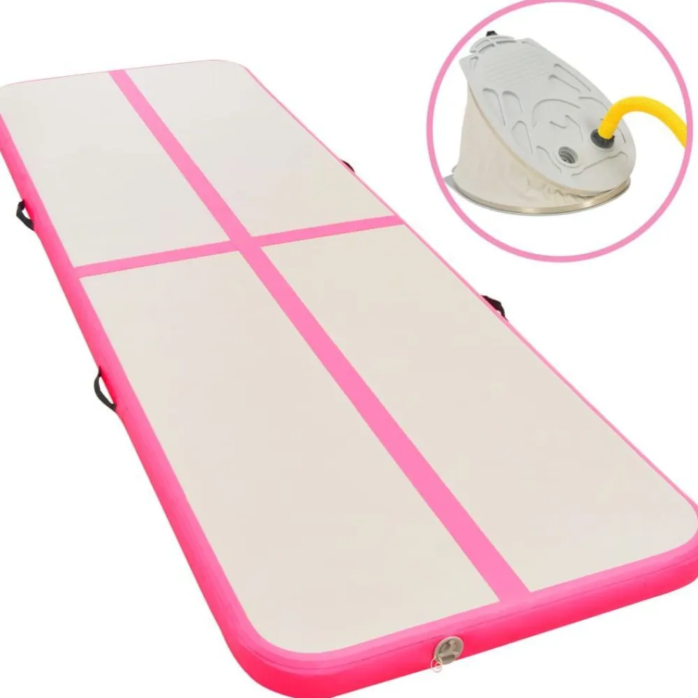 Best FinePRICE Voimistelumatto, täytettävä, pumpulla, 500x100x10cm, PVC, pinkki