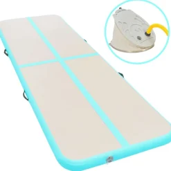 FinePRICE Voimistelumatto, täytettävä, pumpulla, 400x100x10cm, PVC, vihreä