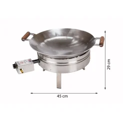 Online GrillSymbol Wokkisetti PRO-450-INOX Ø 45 cm D-300 kaasupoltin säädinletkusetti teräs