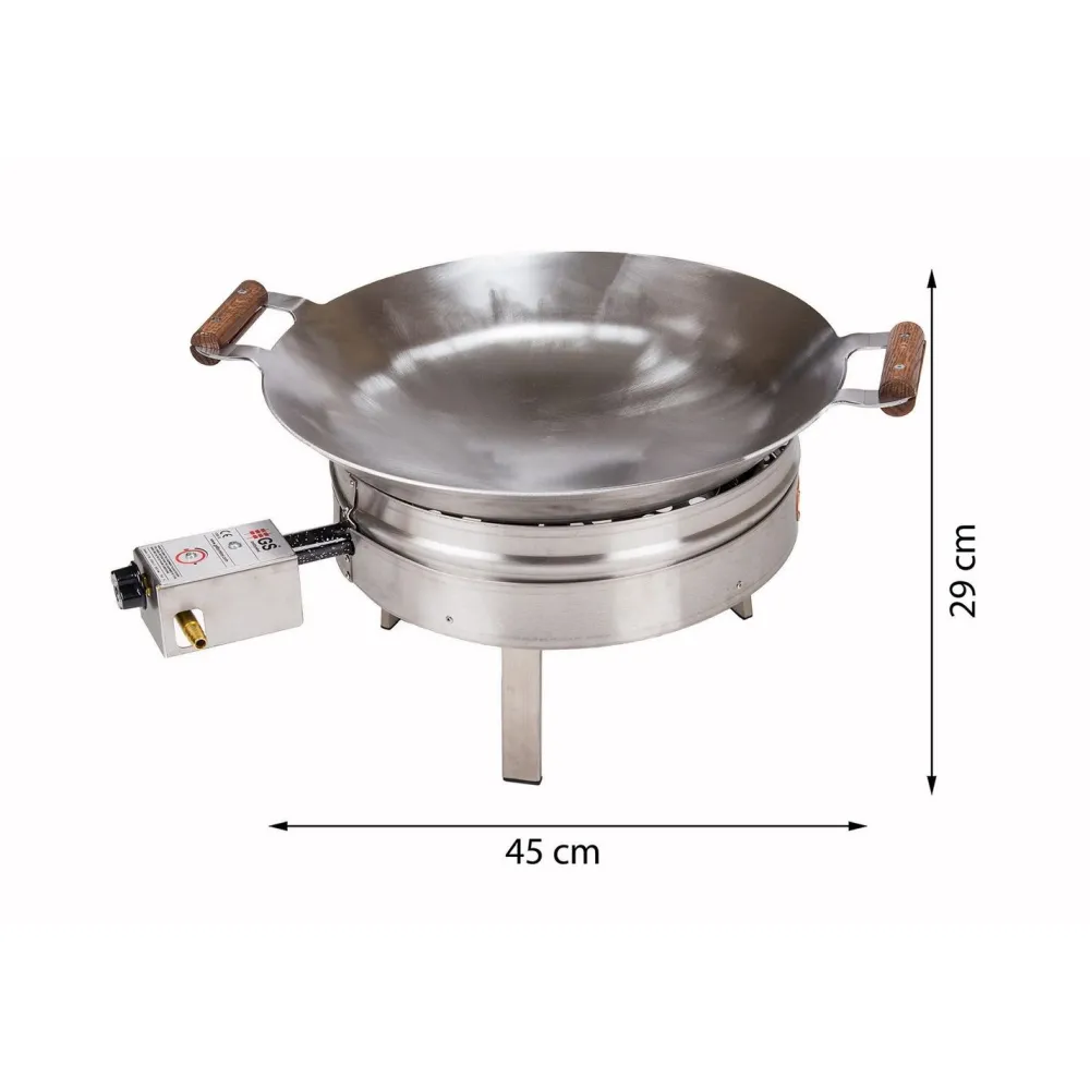 Online GrillSymbol Wokkisetti PRO-450-INOX Ø 45 cm D-300 kaasupoltin säädinletkusetti teräs