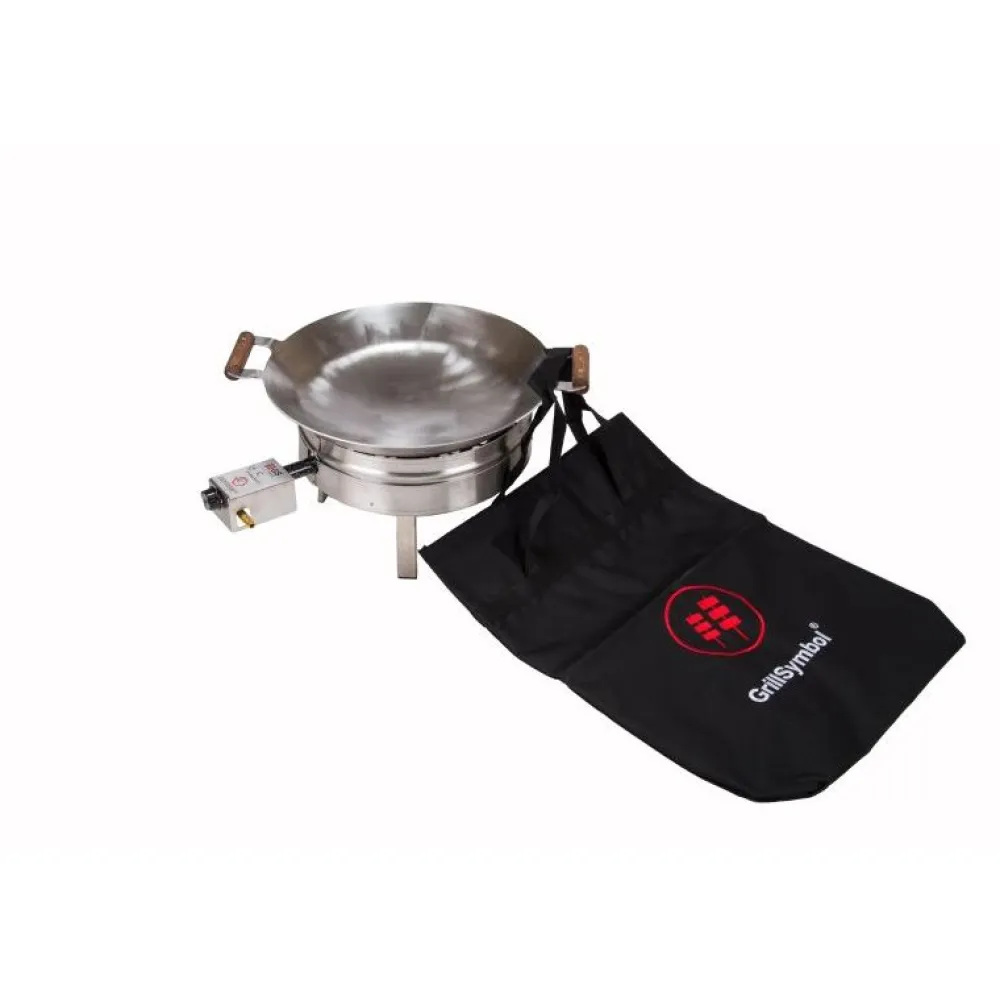 Online GrillSymbol Wokkisetti PRO-450-INOX Ø 45 cm D-300 kaasupoltin säädinletkusetti teräs