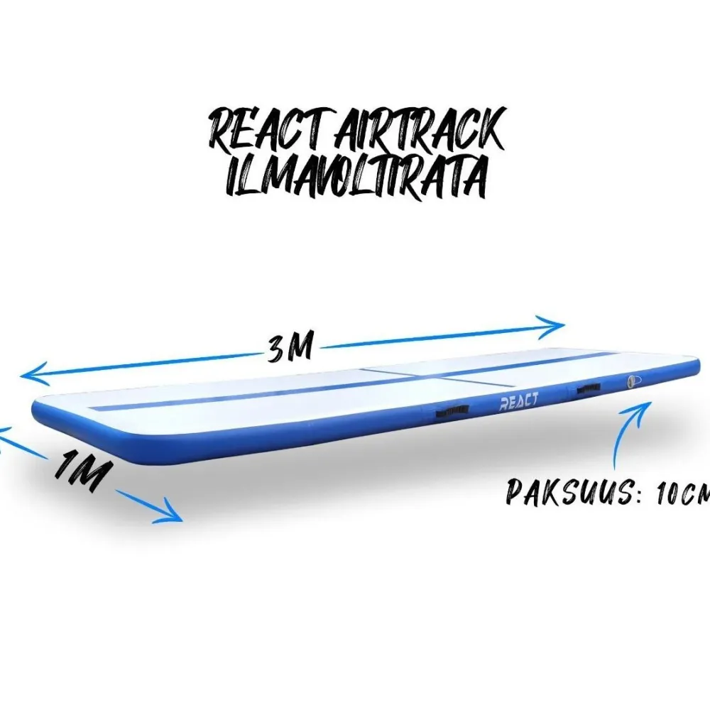 Online React 2x ilmavolttipatja Airtrack 3 x 1 x 0,1 m käsipumpulla sini/valkoinen