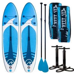 Hot Deep Sea 2x SUP-lautasetti Kayak Pro ilmatäytteinen 300 cm 15 PSI sininen