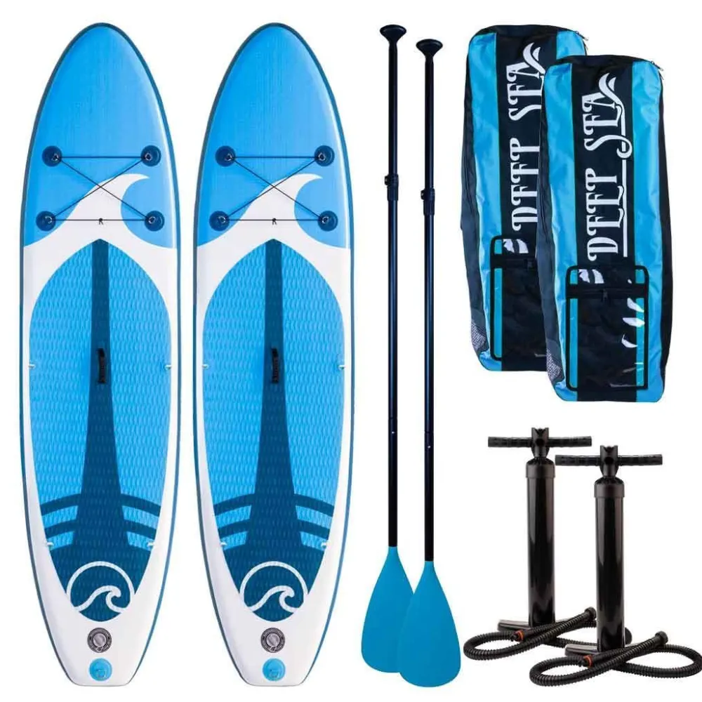 Hot Deep Sea 2x SUP-lautasetti Kayak Pro ilmatäytteinen 300 cm 15 PSI sininen