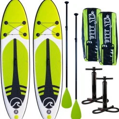 Hot Deep Sea 2x SUP-lautasetti Pro ilmatäytteinen 300 cm 15 PSI limenvihreä