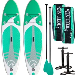 Online Deep Sea 2x SUP-lautasetti Standard ilmatäytteinen 275 cm 15 PSI vihreä