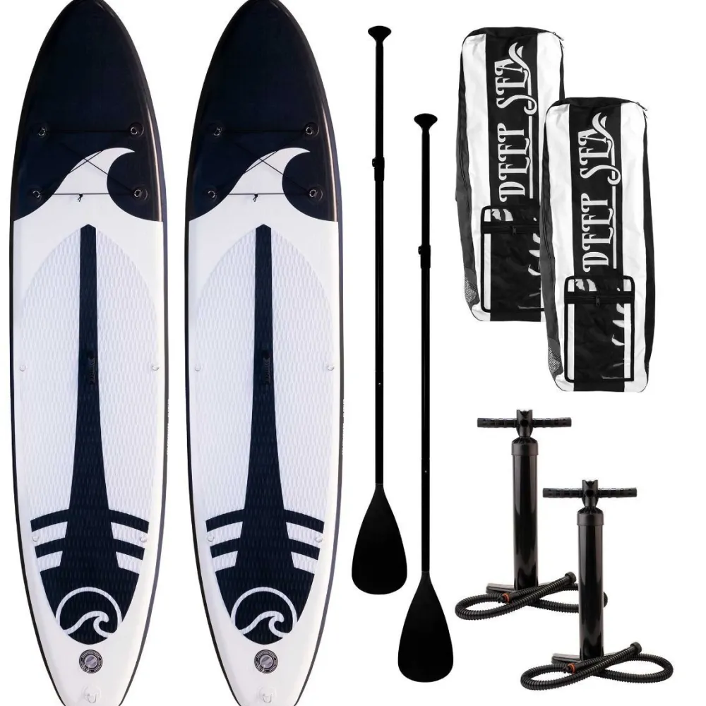 Deep Sea 2x SUP-lautasetti XXL ilmatäytteinen 330 cm 15 PSI musta/valkoinen