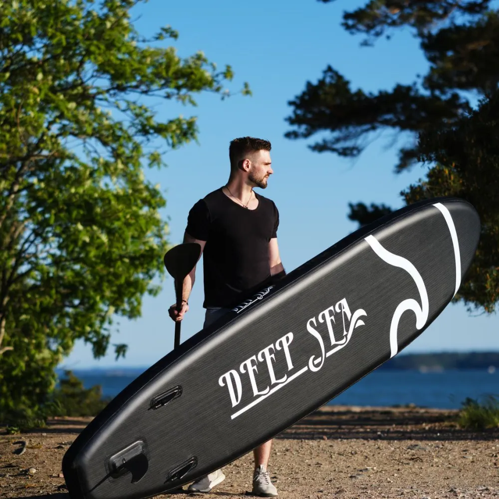 Deep Sea 2x SUP-lautasetti XXL ilmatäytteinen 330 cm 15 PSI musta/valkoinen